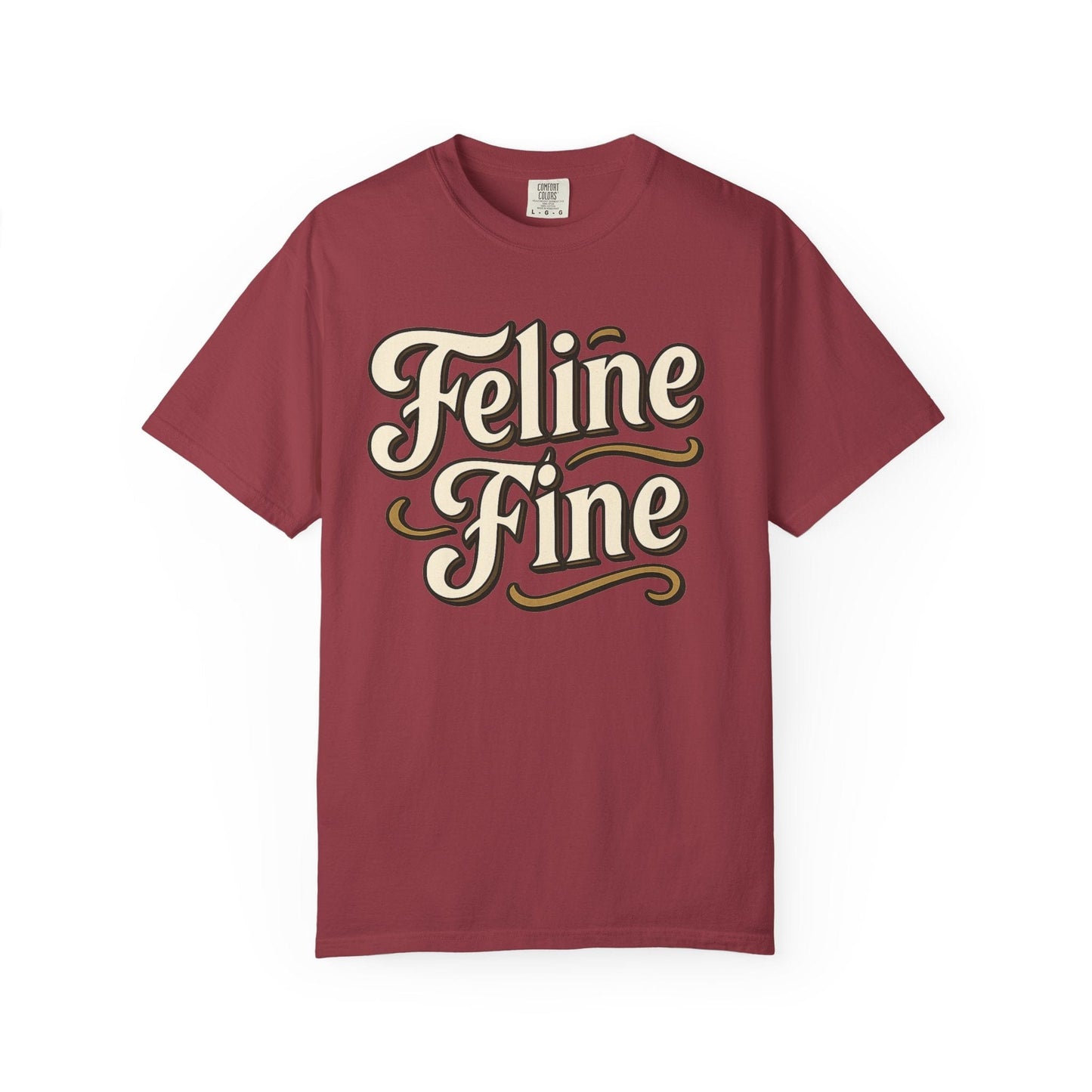 Feline Fine Vintage Typography Cat Lover Tee