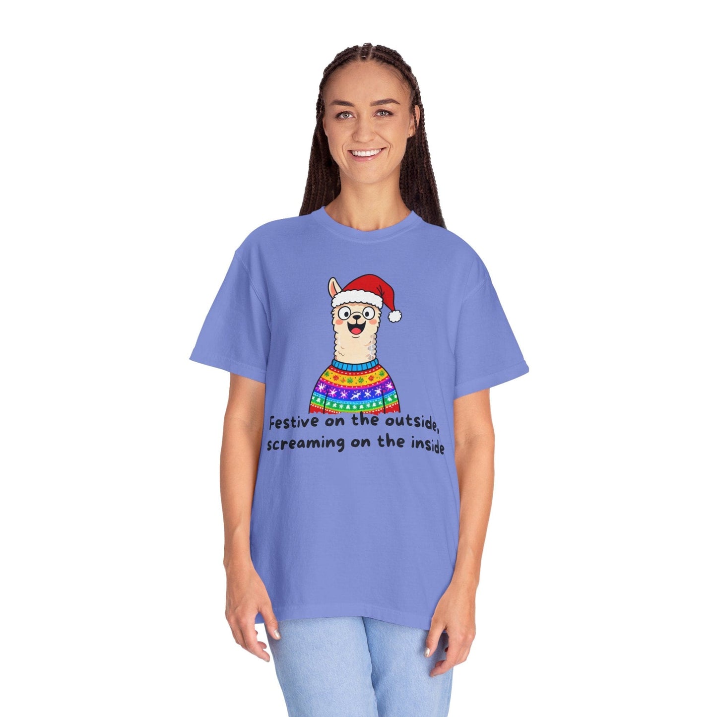 Festive on the Outside, Screaming on the Inside – Relatable Holiday Comfort Colors Tee
