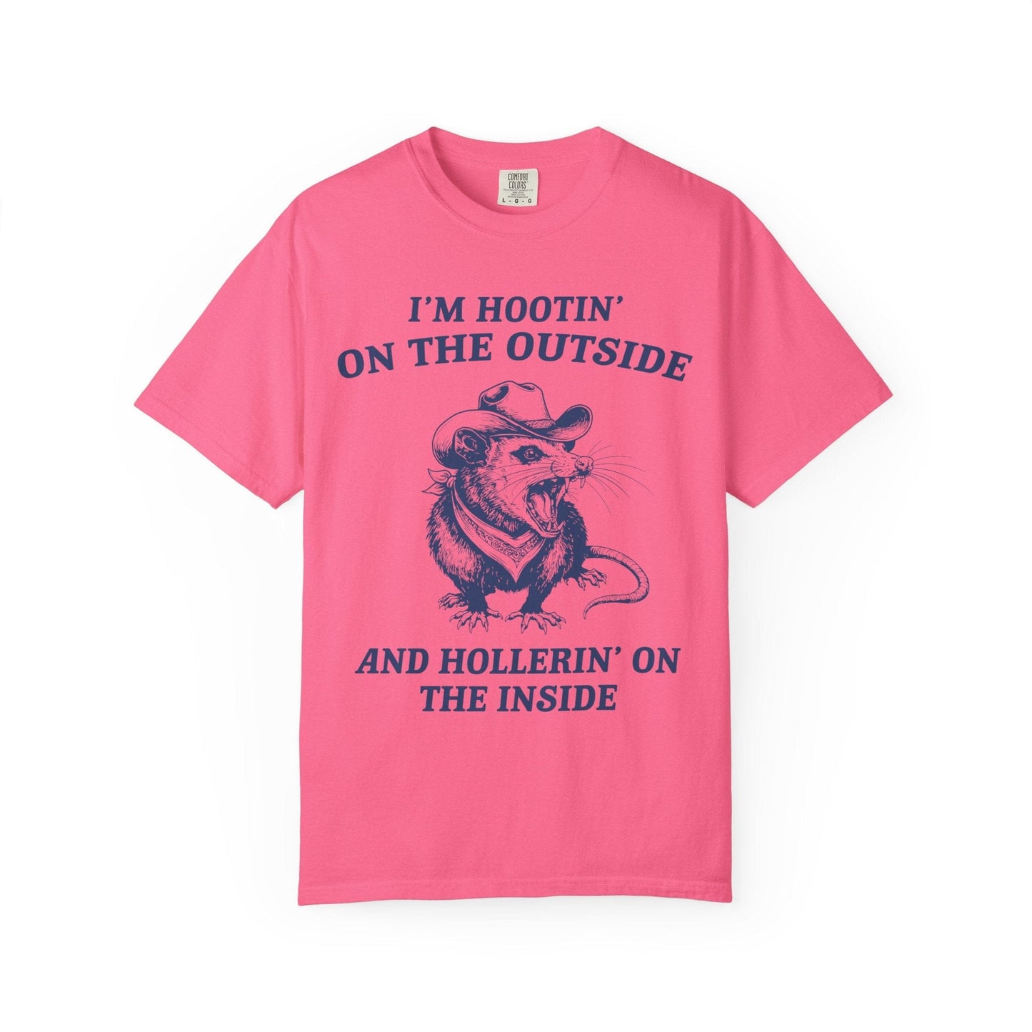 I’m Hootin’ on the Outside and Hollerin’ on the Inside – Screaming Cowboy Rat T-Shirt