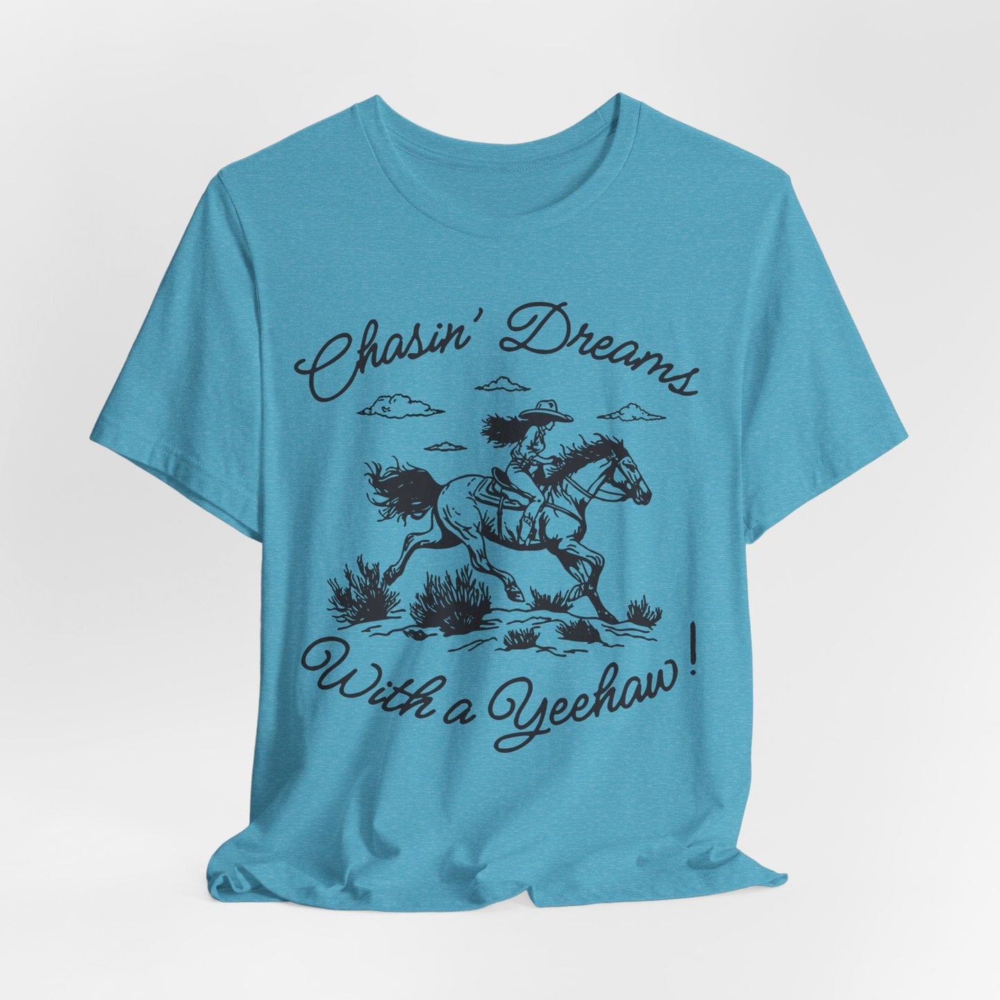 Chasin’ Dreams With a Yeehaw Tee – Retro Cowgirl Line Art Shirt