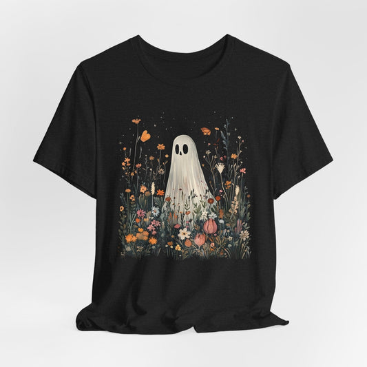 Cottagecore Ghost Shirt – Floral Meadow Aesthetic Halloween Tee