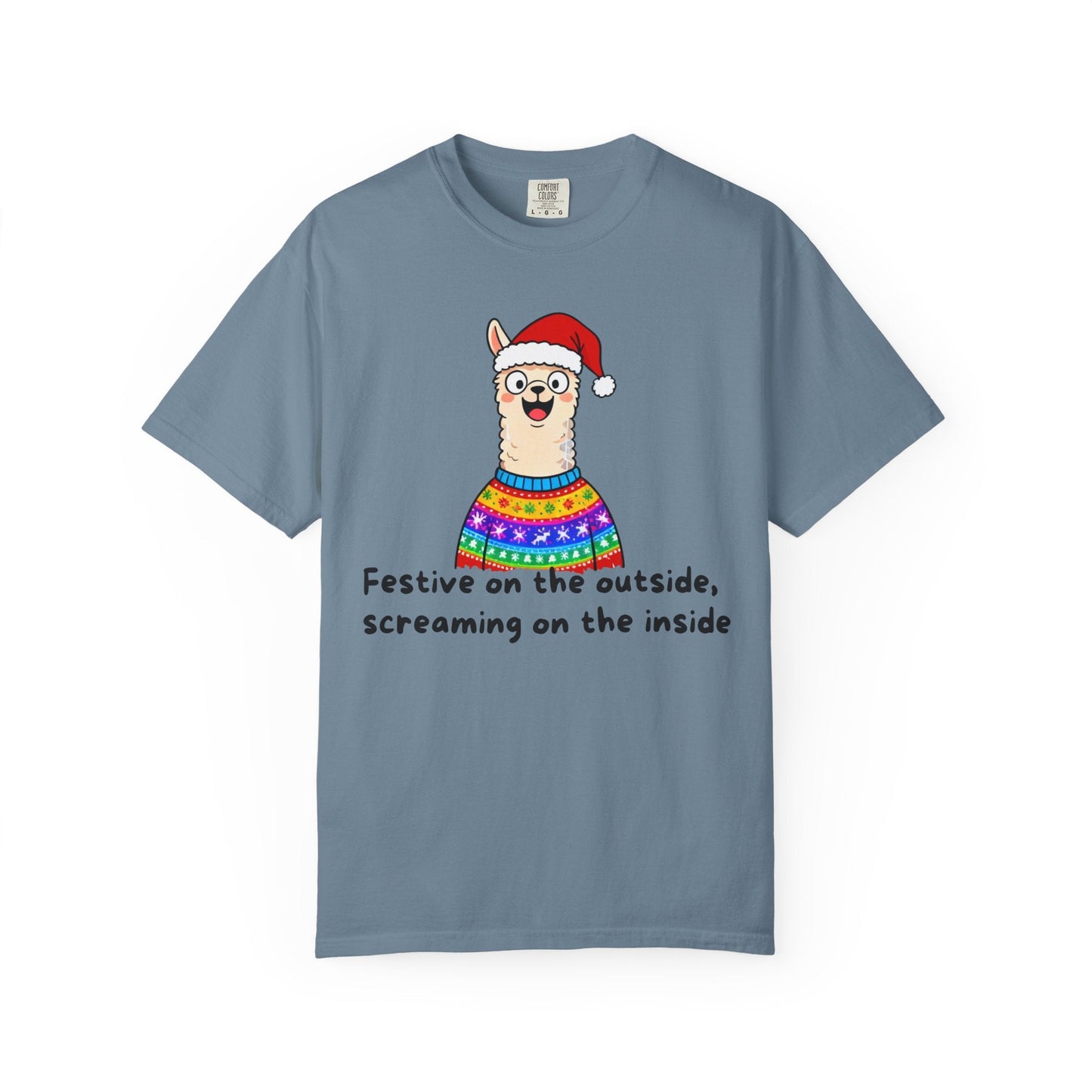 Festive on the Outside, Screaming on the Inside – Relatable Holiday Comfort Colors Tee