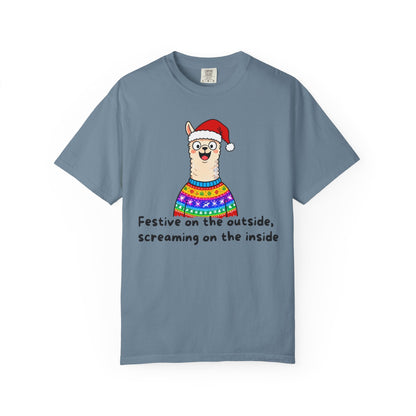 Festive on the Outside, Screaming on the Inside – Relatable Holiday Comfort Colors Tee