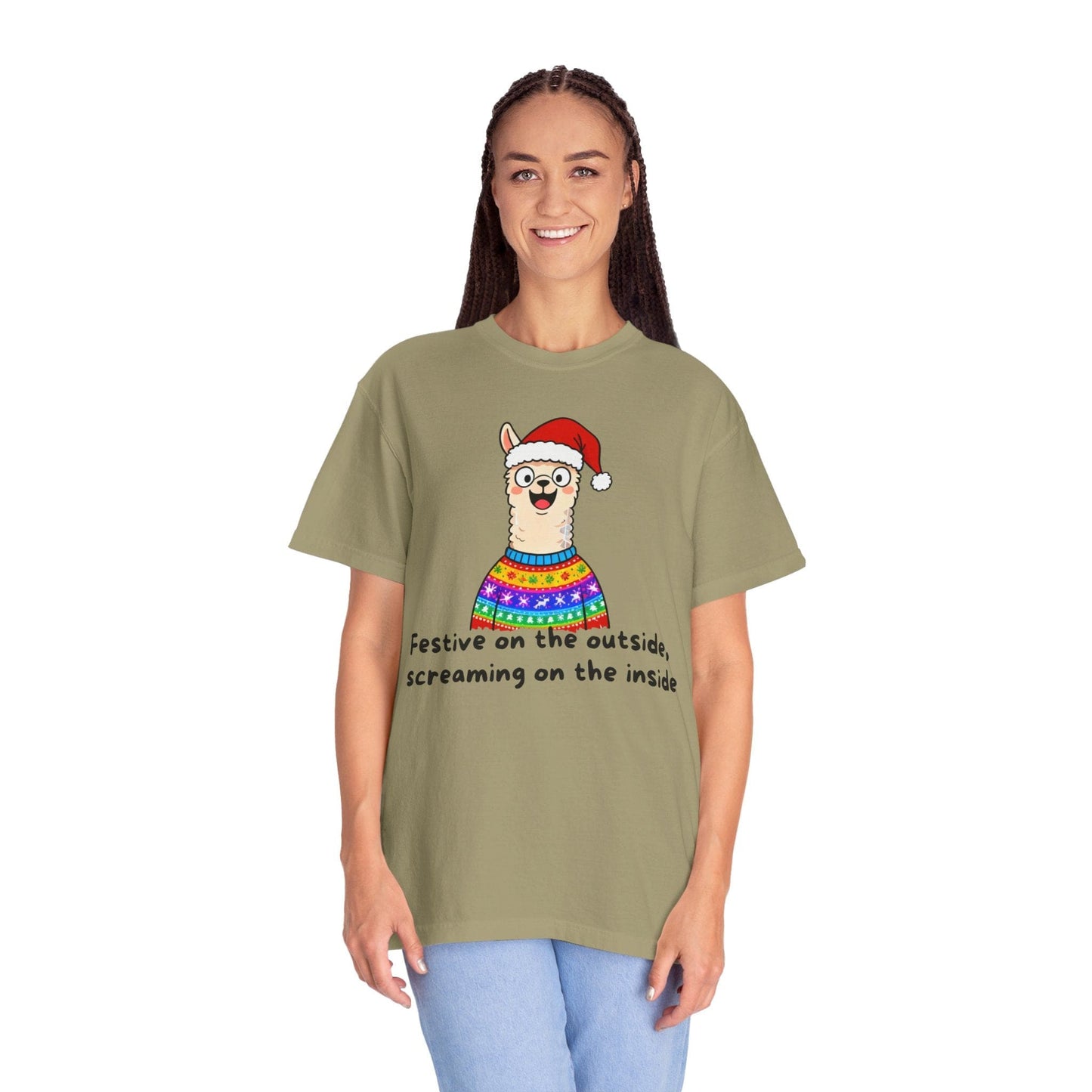 Festive on the Outside, Screaming on the Inside – Relatable Holiday Comfort Colors Tee