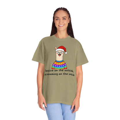 Festive on the Outside, Screaming on the Inside – Relatable Holiday Comfort Colors Tee