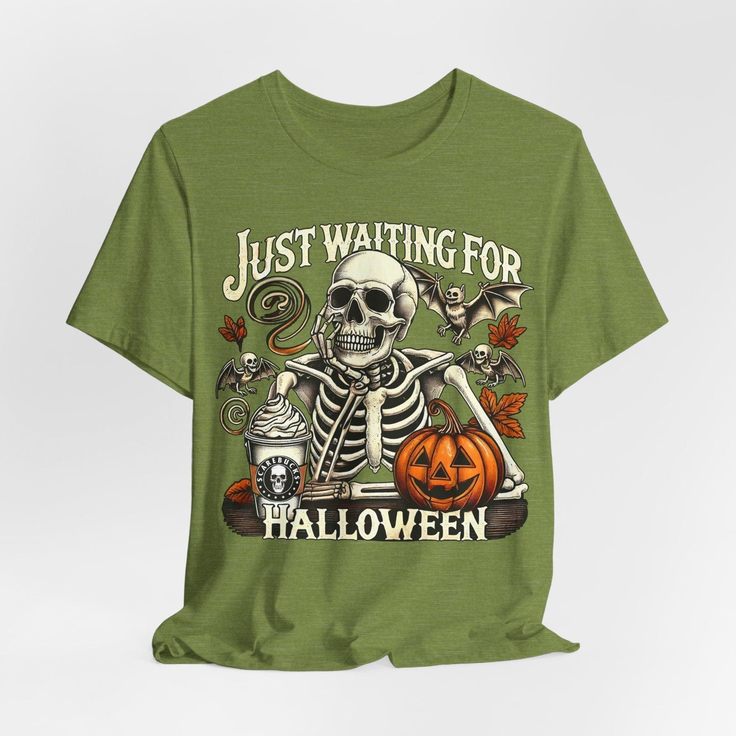 Just Waiting for Halloween – Skeleton Coffee Tee