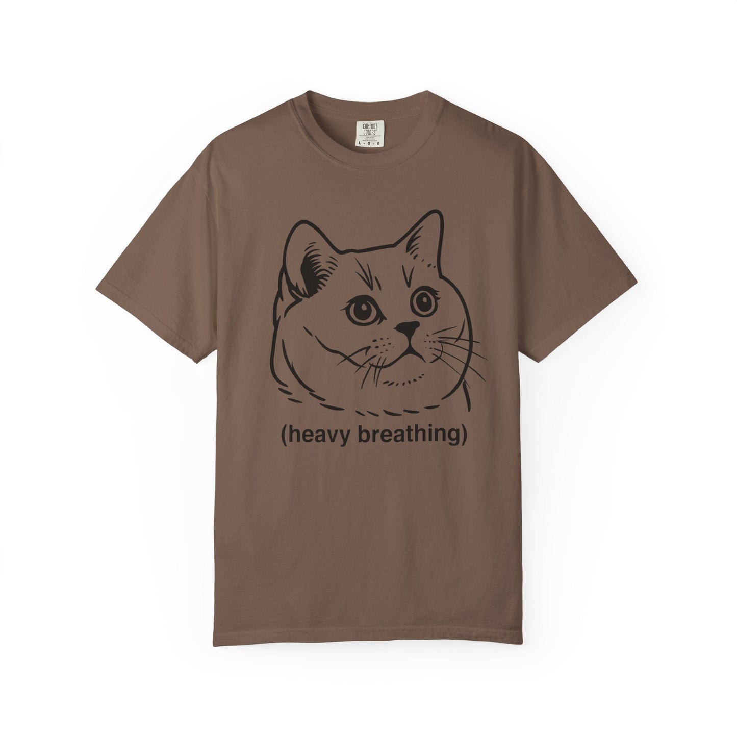 Heavy Breathing Cat Meme Shirt – Funny White on Black Cat Tee