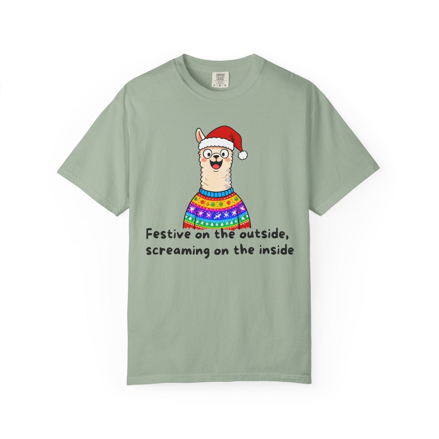 Festive on the Outside, Screaming on the Inside – Relatable Holiday Comfort Colors Tee