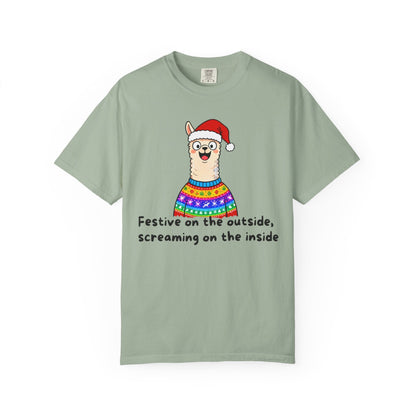Festive on the Outside, Screaming on the Inside – Relatable Holiday Comfort Colors Tee