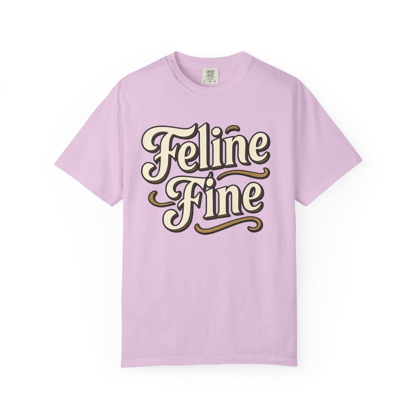 Feline Fine Vintage Typography Cat Lover Tee