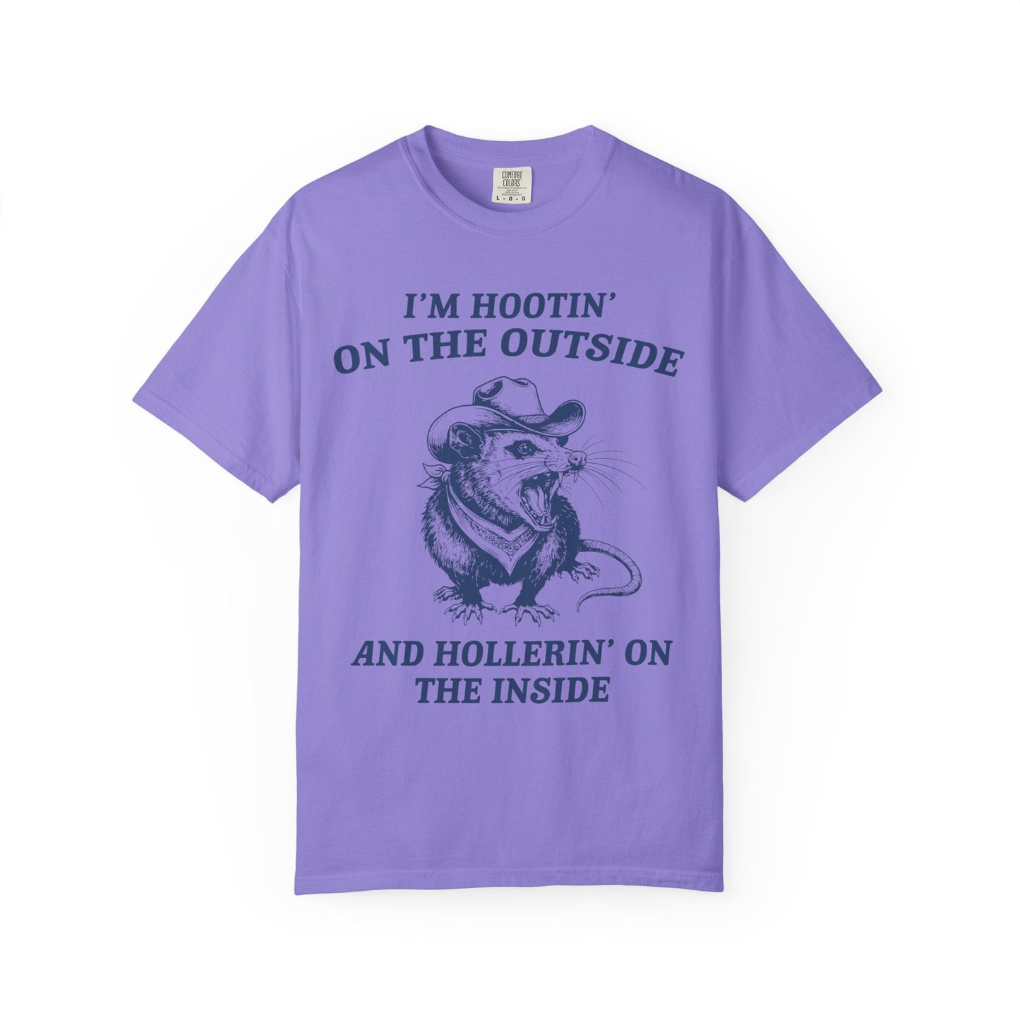 I’m Hootin’ on the Outside and Hollerin’ on the Inside – Screaming Cowboy Rat T-Shirt