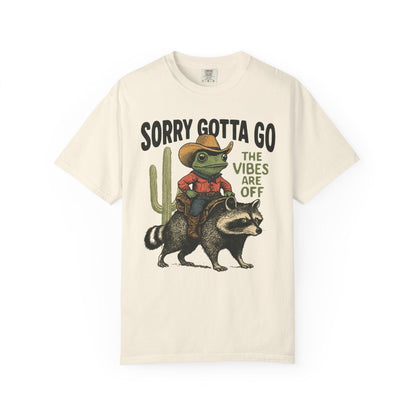 Sorry Gotta Go – The Vibes Are Off Cowboy Frog T-Shirt