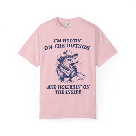 I’m Hootin’ on the Outside and Hollerin’ on the Inside – Screaming Cowboy Rat T-Shirt