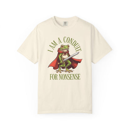 I Am a Conduit for Nonsense – Sword-Wielding Frog T-Shirt
