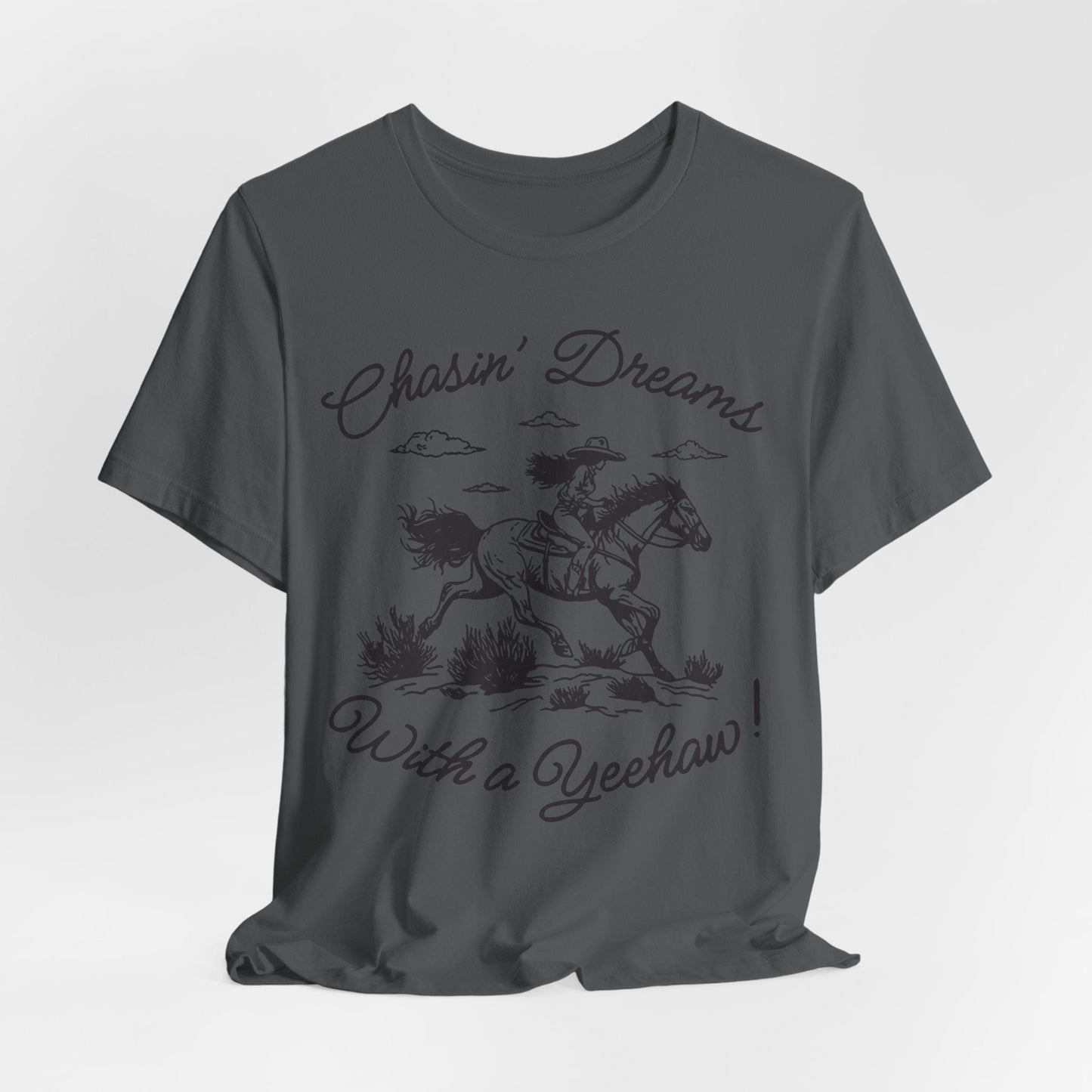 Chasin’ Dreams With a Yeehaw Tee – Retro Cowgirl Line Art Shirt