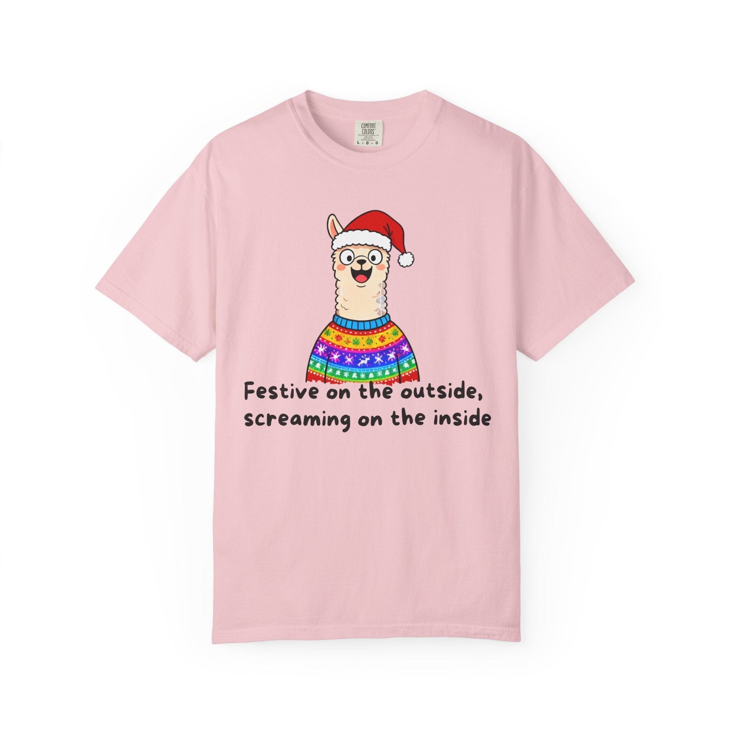 Festive on the Outside, Screaming on the Inside – Relatable Holiday Comfort Colors Tee