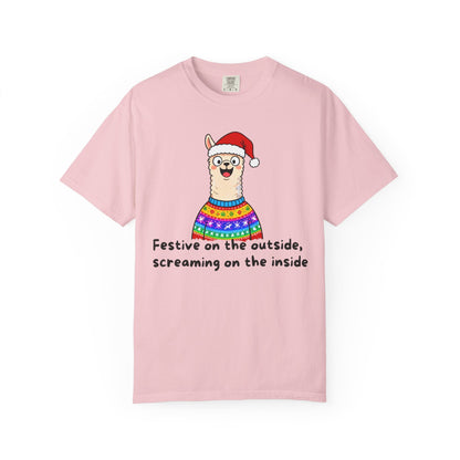 Festive on the Outside, Screaming on the Inside – Relatable Holiday Comfort Colors Tee