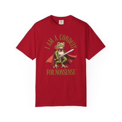 I Am a Conduit for Nonsense – Sword-Wielding Frog T-Shirt