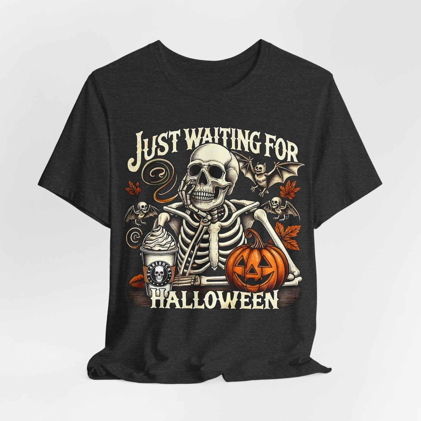 Just Waiting for Halloween – Skeleton Coffee Tee
