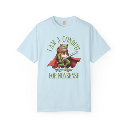 I Am a Conduit for Nonsense – Sword-Wielding Frog T-Shirt