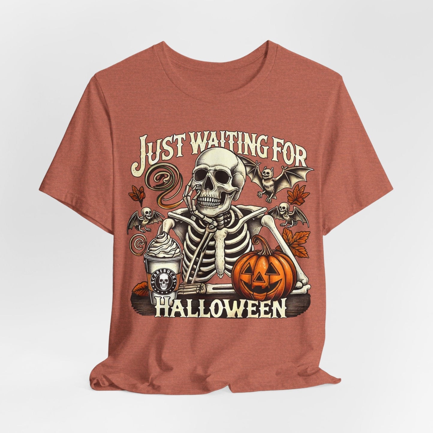 Just Waiting for Halloween – Skeleton Coffee Tee