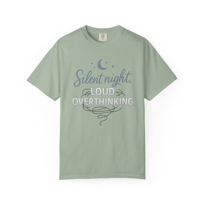 Silent Night, Loud Overthinking – Anxious Holiday Comfort Colors Tee