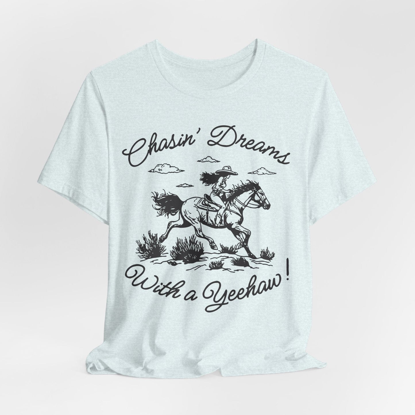 Chasin’ Dreams With a Yeehaw Tee – Retro Cowgirl Line Art Shirt