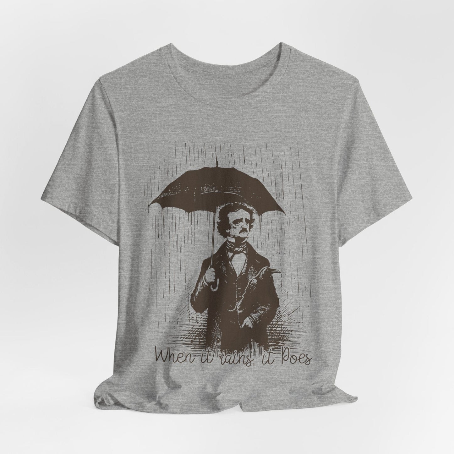 When It Rains, It Poes – Edgar Allan Poe Pun Shirt for Literature Lovers