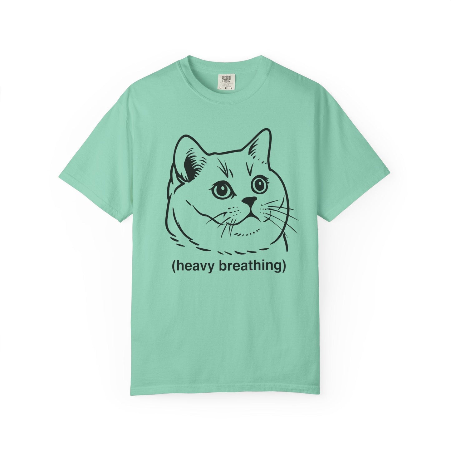 Heavy Breathing Cat Meme Shirt – Funny White on Black Cat Tee