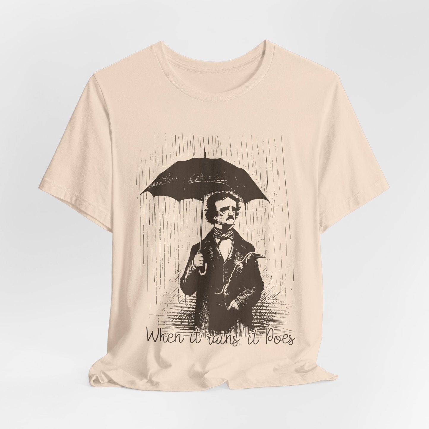 When It Rains, It Poes – Edgar Allan Poe Pun Shirt for Literature Lovers