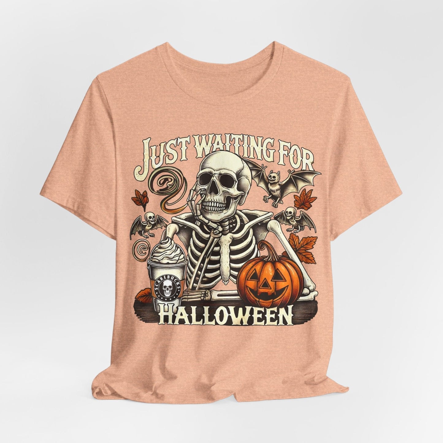 Just Waiting for Halloween – Skeleton Coffee Tee
