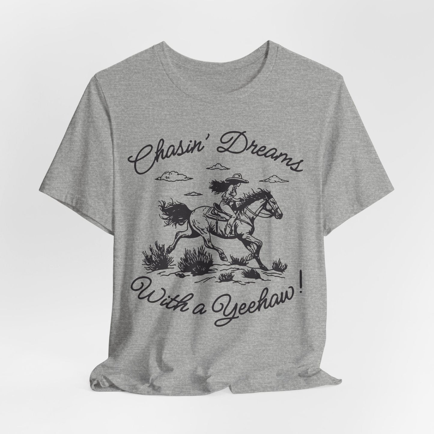 Chasin’ Dreams With a Yeehaw Tee – Retro Cowgirl Line Art Shirt