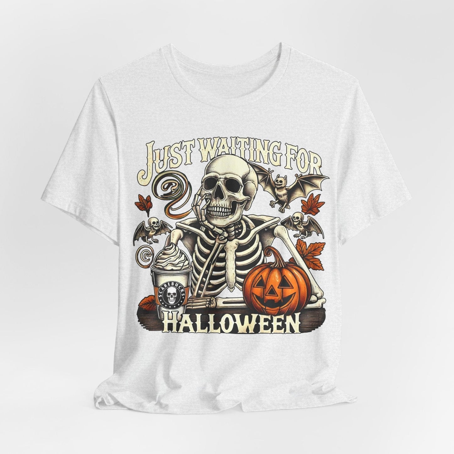 Just Waiting for Halloween – Skeleton Coffee Tee