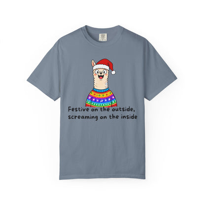 Festive on the Outside, Screaming on the Inside – Relatable Holiday Comfort Colors Tee