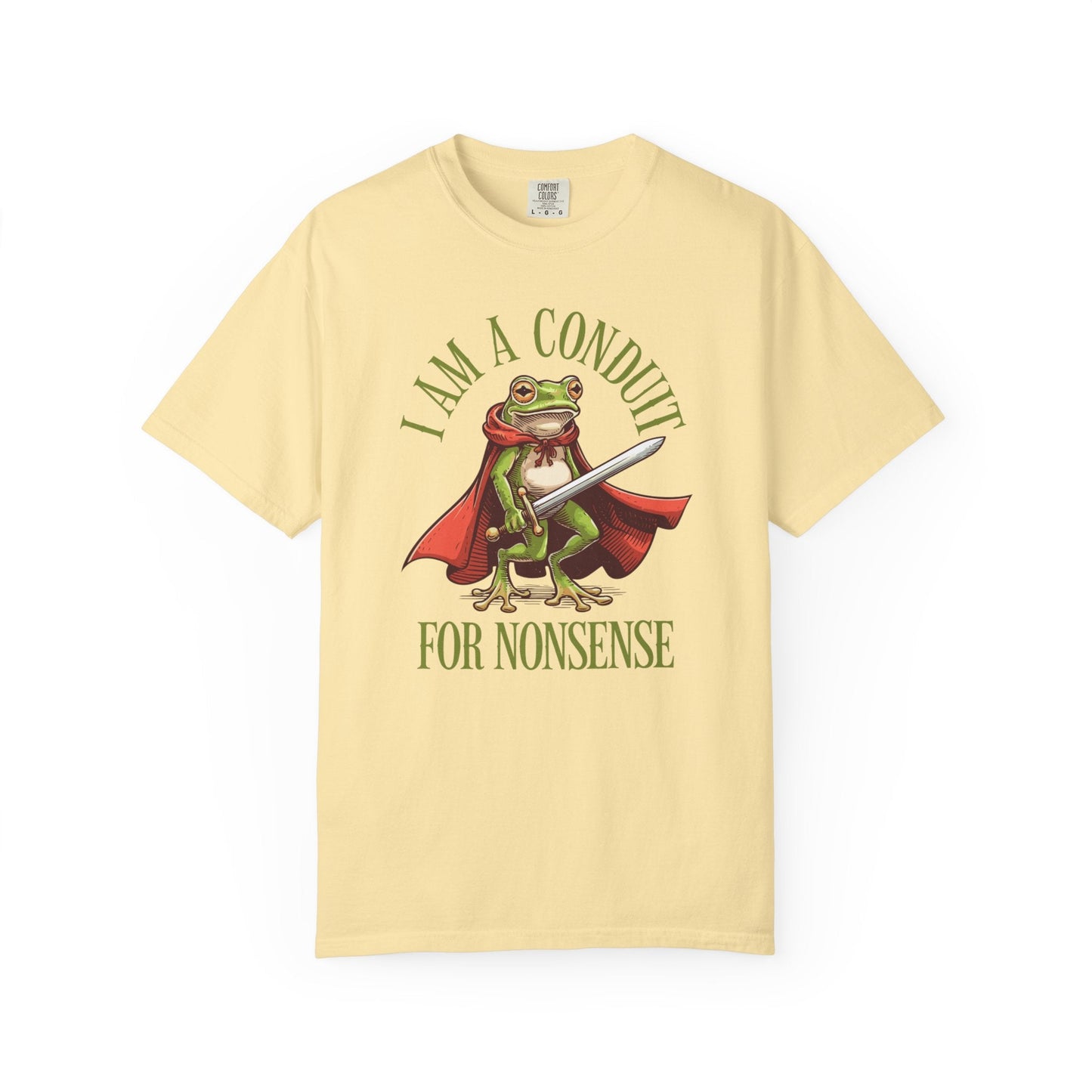 I Am a Conduit for Nonsense – Sword-Wielding Frog T-Shirt
