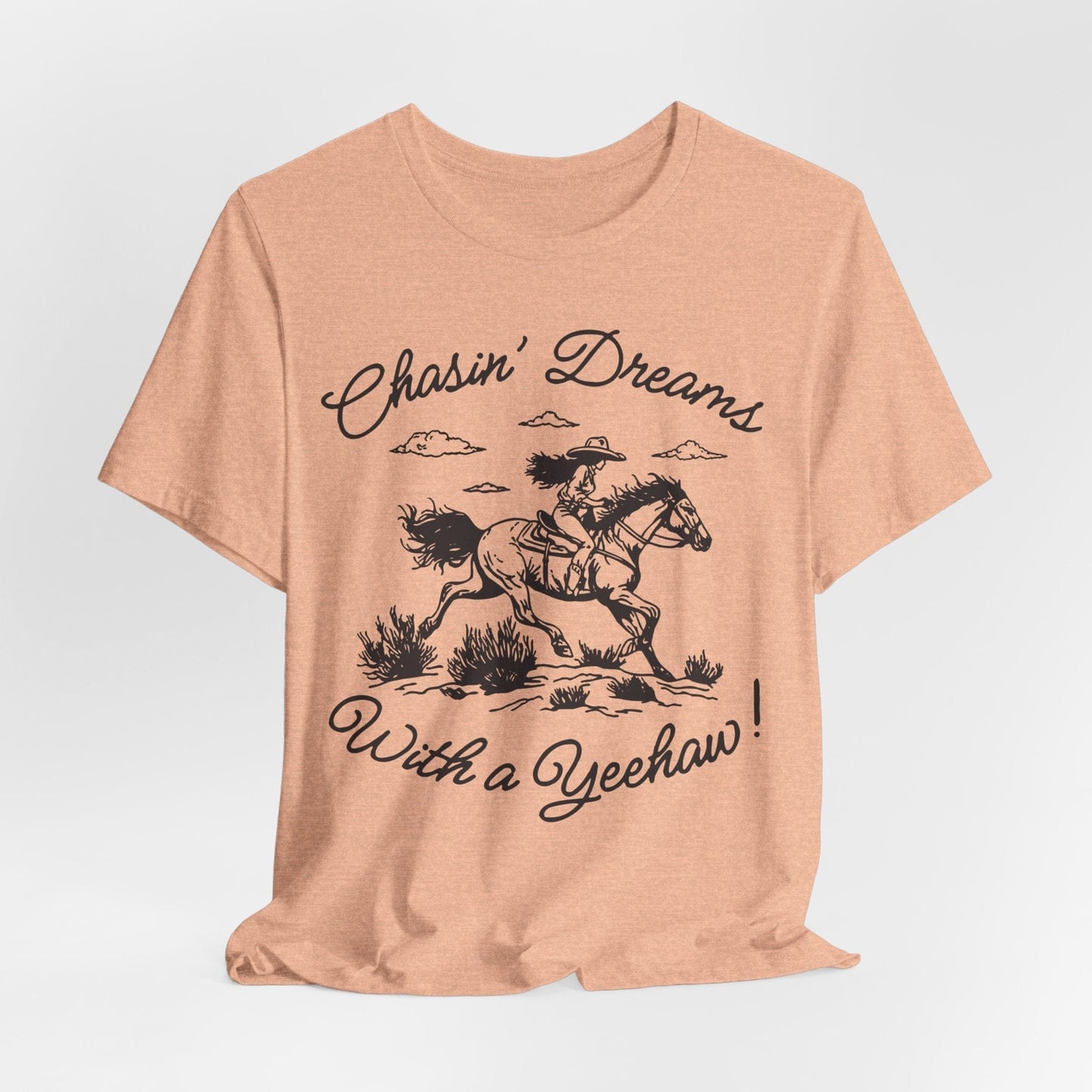 Chasin’ Dreams With a Yeehaw Tee – Retro Cowgirl Line Art Shirt