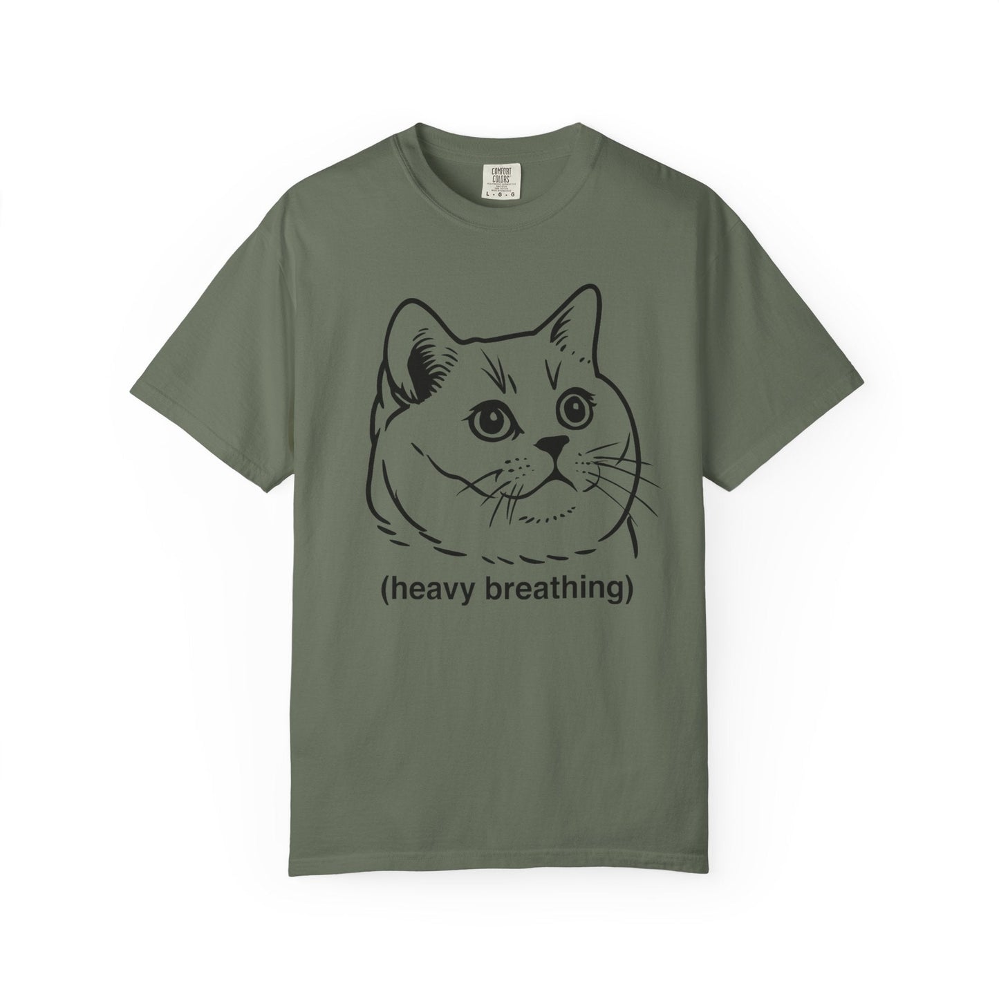 Heavy Breathing Cat Meme Shirt – Funny White on Black Cat Tee