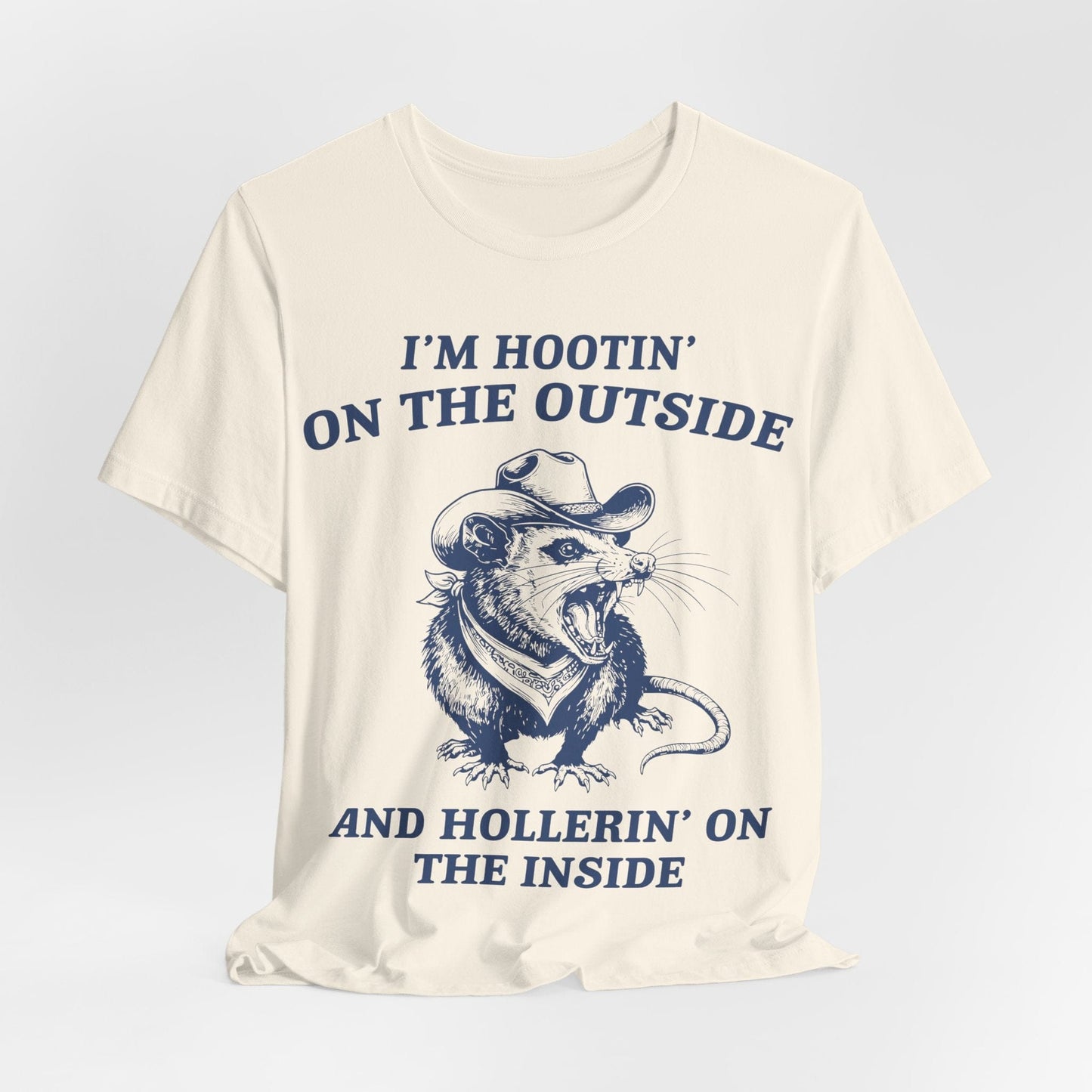 I’m Hootin’ on the Outside and Hollerin’ on the Inside – Screaming Cowboy Rat T-Shirt