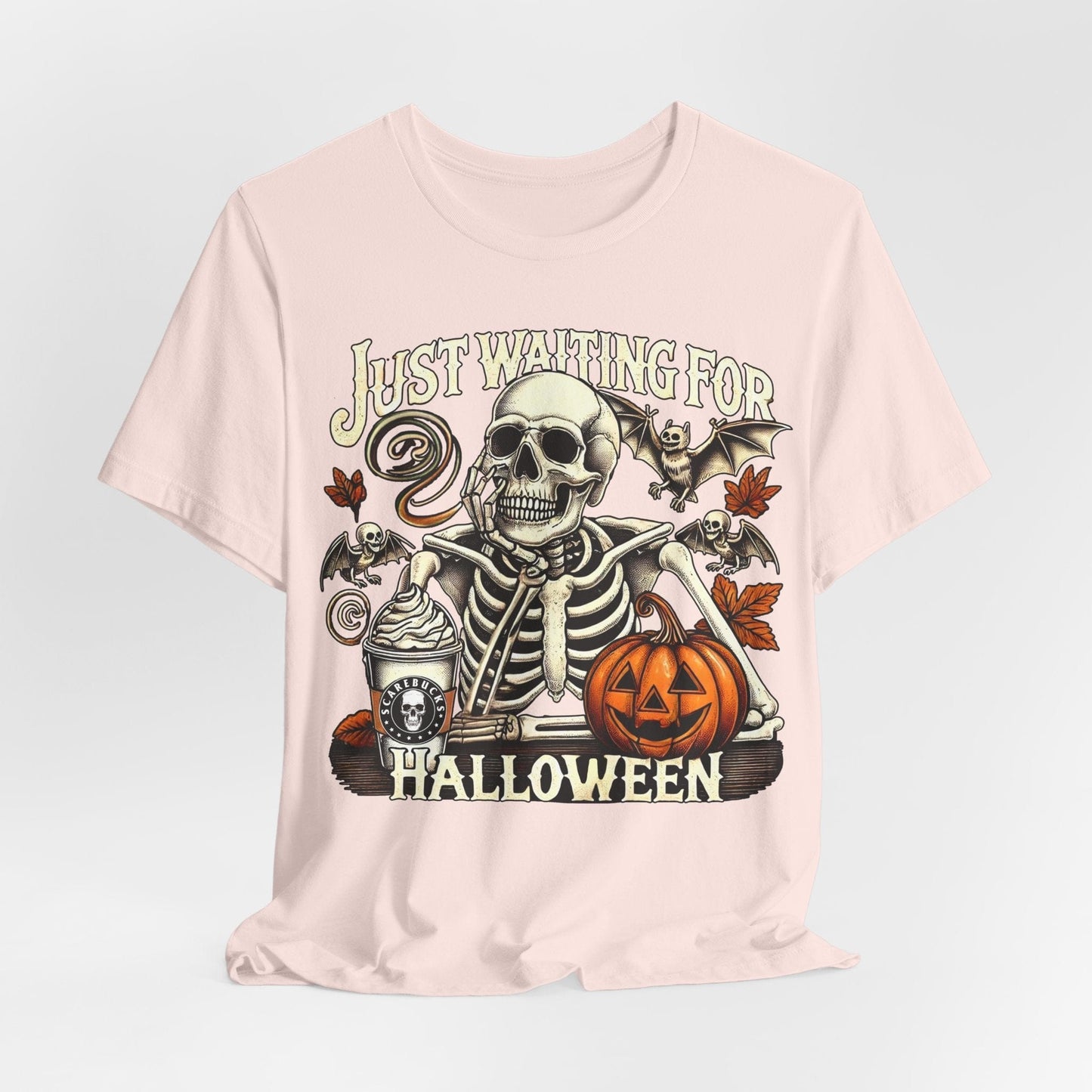 Just Waiting for Halloween – Skeleton Coffee Tee