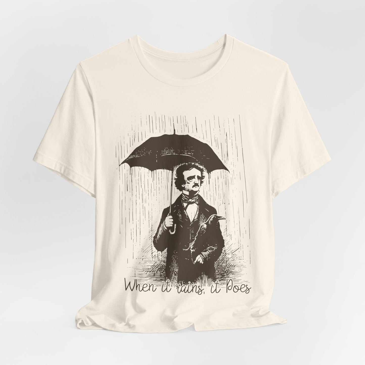 When It Rains, It Poes – Edgar Allan Poe Pun Shirt for Literature Lovers