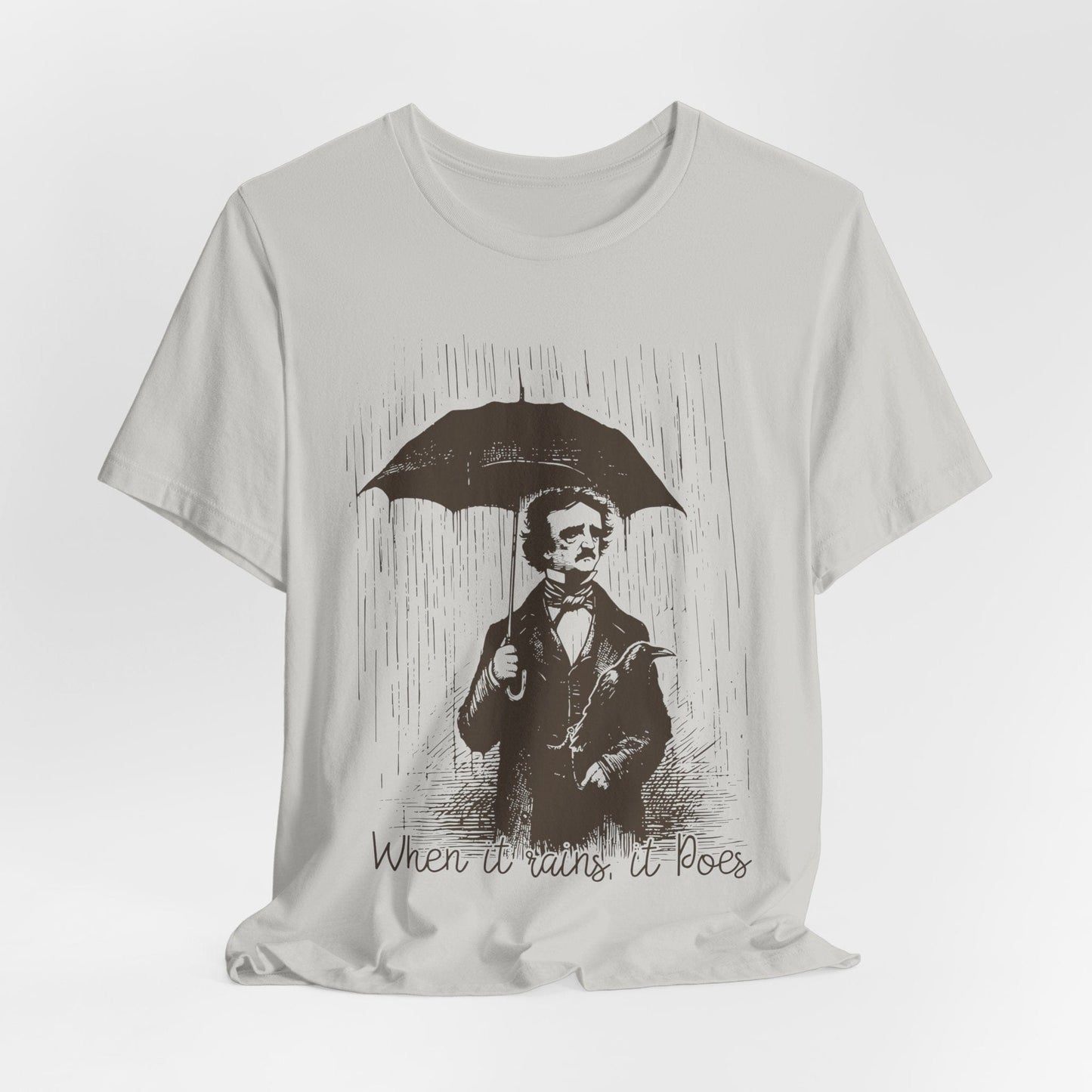 When It Rains, It Poes – Edgar Allan Poe Pun Shirt for Literature Lovers