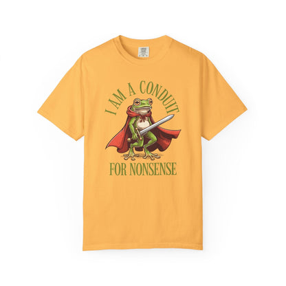 I Am a Conduit for Nonsense – Sword-Wielding Frog T-Shirt