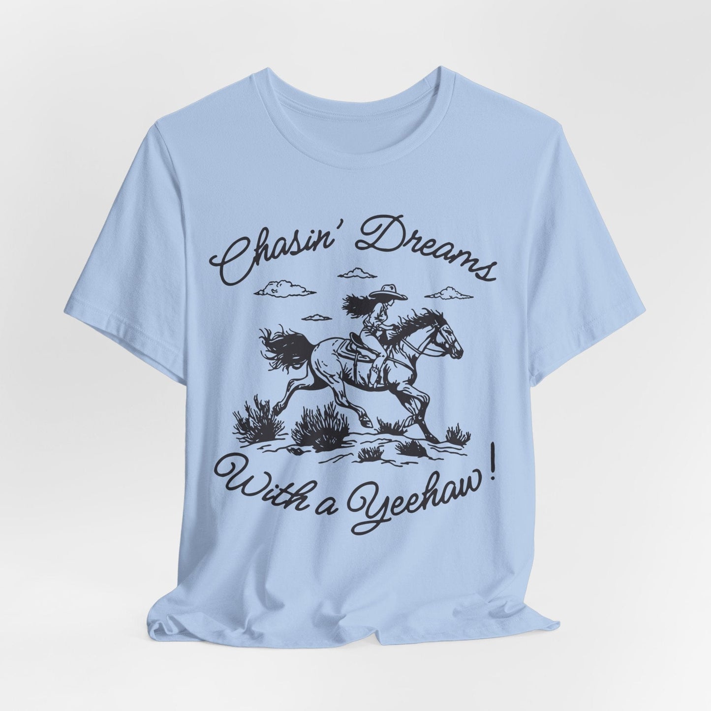 Chasin’ Dreams With a Yeehaw Tee – Retro Cowgirl Line Art Shirt