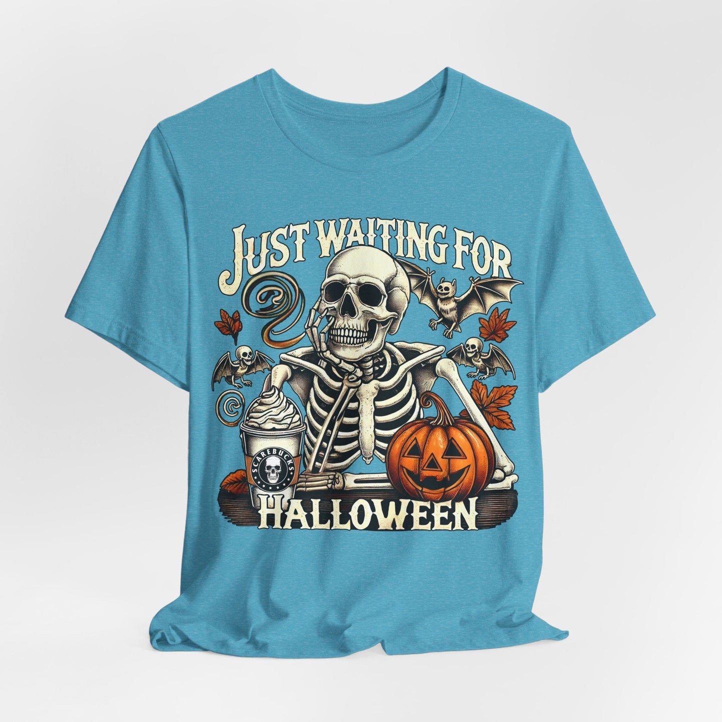Just Waiting for Halloween – Skeleton Coffee Tee