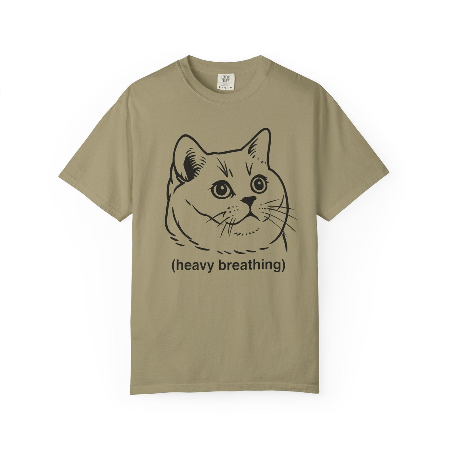 Heavy Breathing Cat Meme Shirt – Funny White on Black Cat Tee