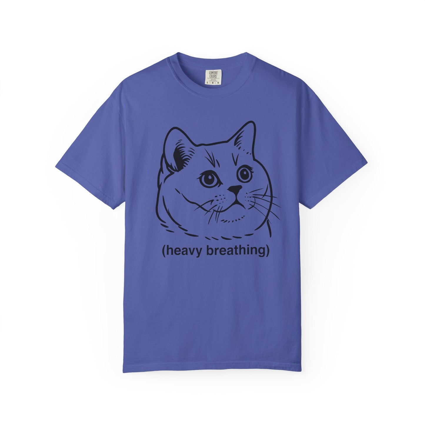 Heavy Breathing Cat Meme Shirt – Funny White on Black Cat Tee