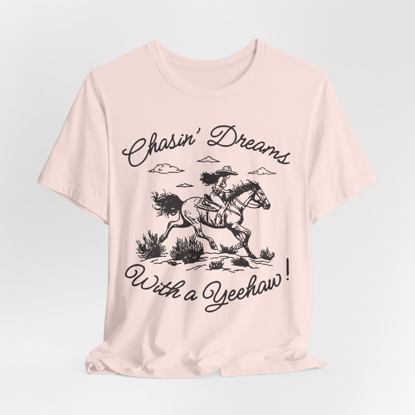 Chasin’ Dreams With a Yeehaw Tee – Retro Cowgirl Line Art Shirt