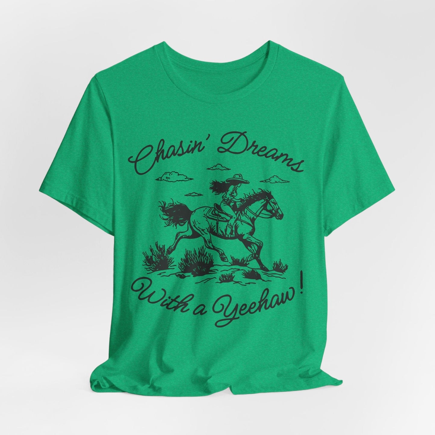 Chasin’ Dreams With a Yeehaw Tee – Retro Cowgirl Line Art Shirt