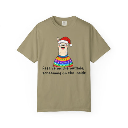 Festive on the Outside, Screaming on the Inside – Relatable Holiday Comfort Colors Tee