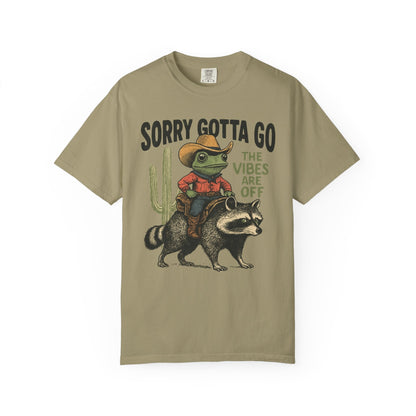 Sorry Gotta Go – The Vibes Are Off Cowboy Frog T-Shirt